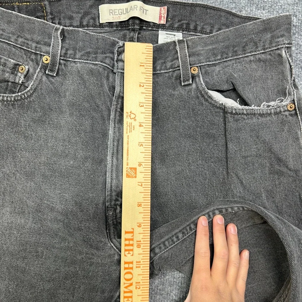 Levi's 505 Jeans Faded Black Denim Regular‎ Fit Straight Classic 34X29.5 - Flaws